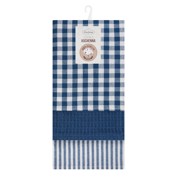 Set of 3 Towels 50 x 70 Cotton Lucy Blue