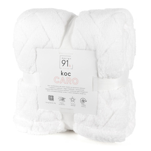 Koc 170 x 210 Pluszowy Jodełka Caro Biały