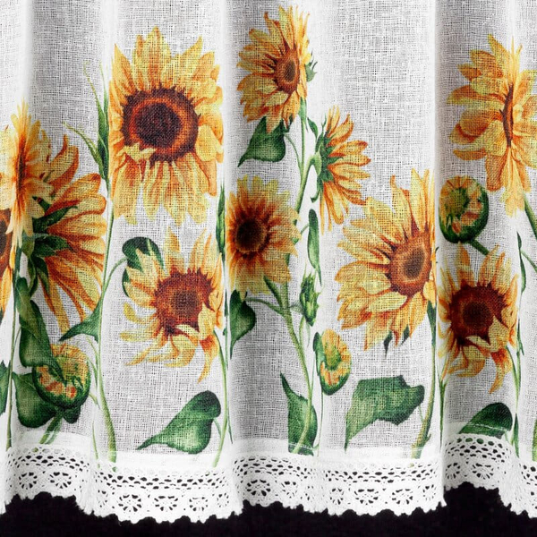 Curtain 60 x 150 Decorative Ready Helia White+Yellow