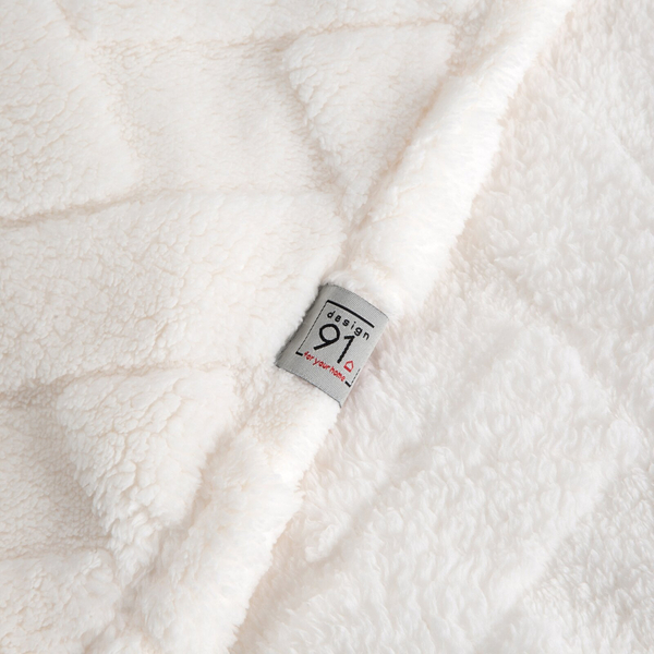 Koc 70 x 160 Pluszowy Jodełka Caro Krem