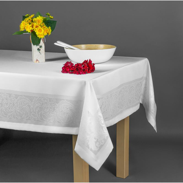Tablecloth 140 x 400 Teflon Laura pattern 320 White