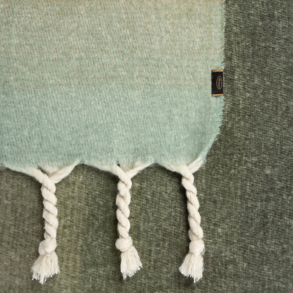 Mohair Blanket 130 x 170 with Fringes Mohair 6 Green+K