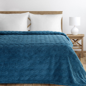 Koc 150 x 200 Tłoczony Pluszowy Nancy Granat