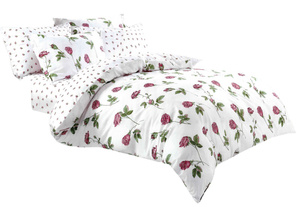 Cotton Satin Bedding A842 in Flowers 200x220NP 3 parts