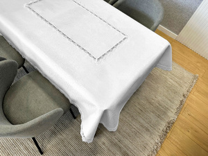 Stain-resistant Tablecloth 130 x 180 with Lace 2100 White