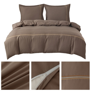 Pościel 200 x 220 3cz Gładka Z Haftem Lumera 03