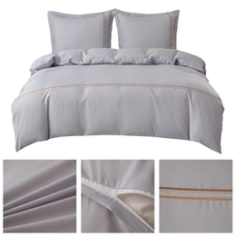 Pościel 200 x 220 3cz Gładka Z Haftem Lumera 05