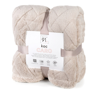 Koc 70 x 160 Pluszowy Jodełka Caro Beż