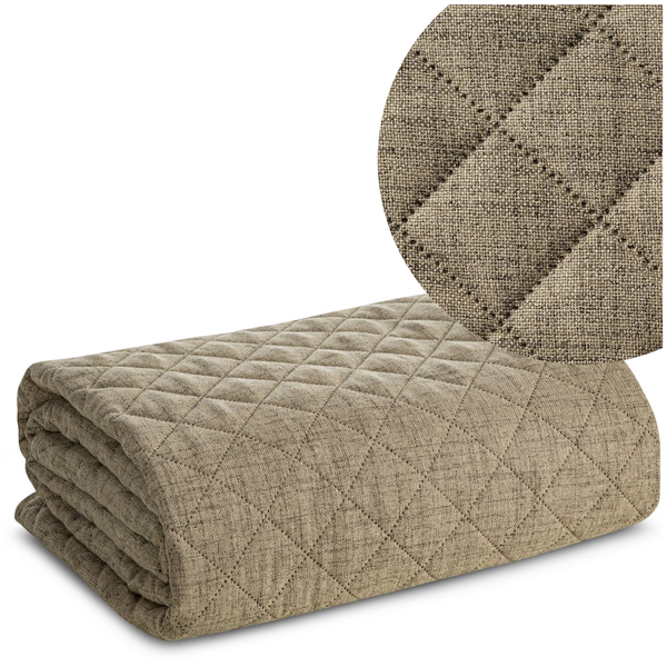 Bedspread 70 x 160 Quilted Linen1 Dark Beige