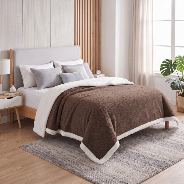 Koc 160 x 200 Boucle Bukla z Lamówką Mellori 03