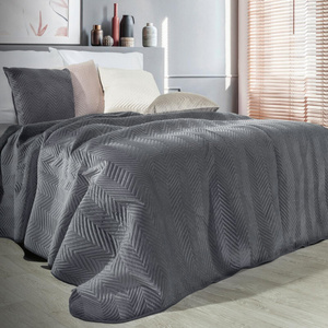 Sofia Graphite Decorative Velour Bedspread 200 x 220