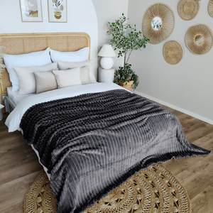 Blanket 160 x 200 Microfiber Stamped Stripes Nuvio 03