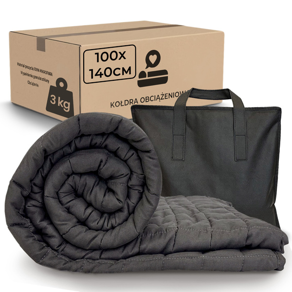 Kołdra 100 x 140 Obciążeniowa Sensoryczna dla Dzieci Grafit Nel 3 kg