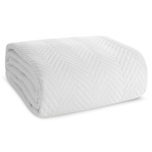 Bedspread 200 x 220 Quilted Linen3 White