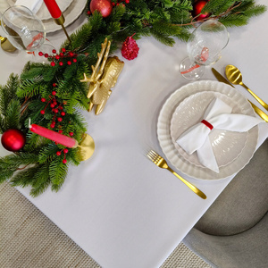 Tablecloth 140x220 Stain-Resistant Surbo White