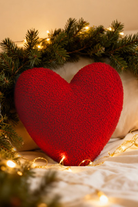 Poduszka 44 x 36 Dekoracyjna Serce Boucle Czerwony