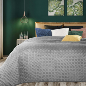 Narzuta 220 x 240 Dekoracyjna Pikowana Wzór Dimon Srebrny