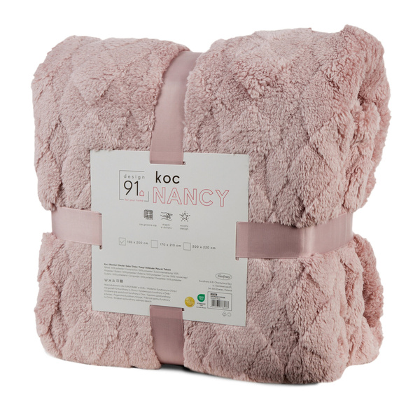 Koc 200 x 220 Tłoczony Pluszowy Nancy Puder
