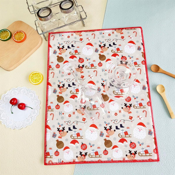 38 x 51 Santa Christmas Dish Drying Mat
