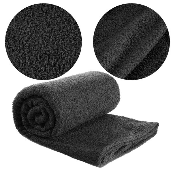 170 x 210 Microfiber Boucle Blanket Black