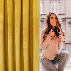 Curtain 140 x 250 Decorative Velvet Rosa Mustard