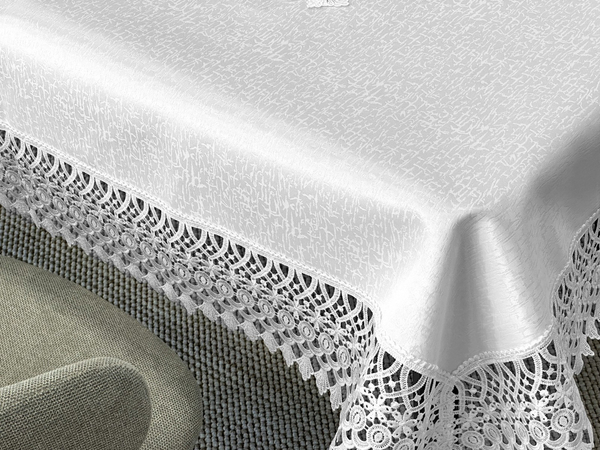 Stain-Resistant Tablecloth 120 x 120 with Lace 2017 White