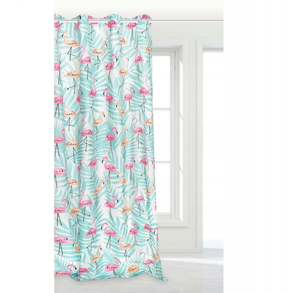 Zasłona 140 x 250 Dekoracyjna Flamingi Miętowy