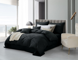 Bedding 160 x 200 3pc Cotton Adamash Black