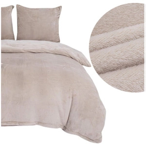 Bedding 160 x 200 3pc Microfiber Teddy Bear Cozy Beige
