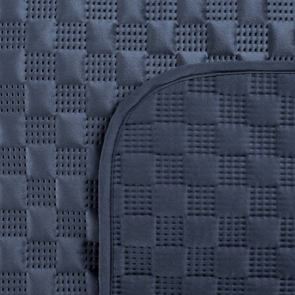 Quilted Velvet Bedspread Sofia4 Navy 220 x 240