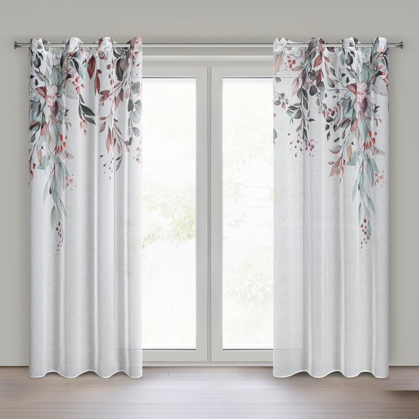 Zasłona 140 x 260 Dekoracyjna 2 szt Meg Biały+Ziel