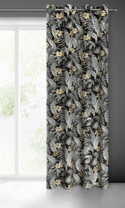 Velvet Loren Curtain 140 x 250 Pinstripe Black
