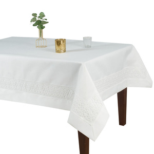 Tablecloth 140 x 220 Decorative Gipiura Flower White