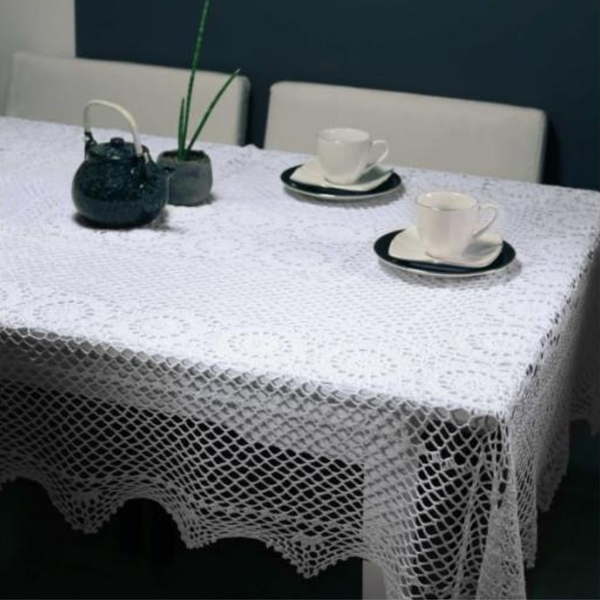Round tablecloth fi 160 Crochet pattern 021 White