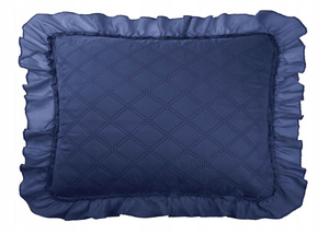 Pillowcase 50 x 70 Decorative Quilted Ruffy Navy Blue