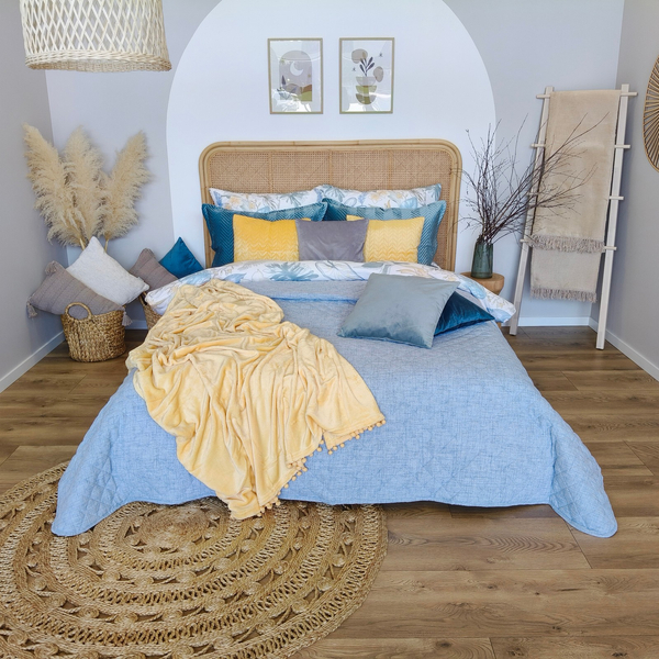 Koc 150 x 200 Mikrofibra Pompie Pompony Musztarda