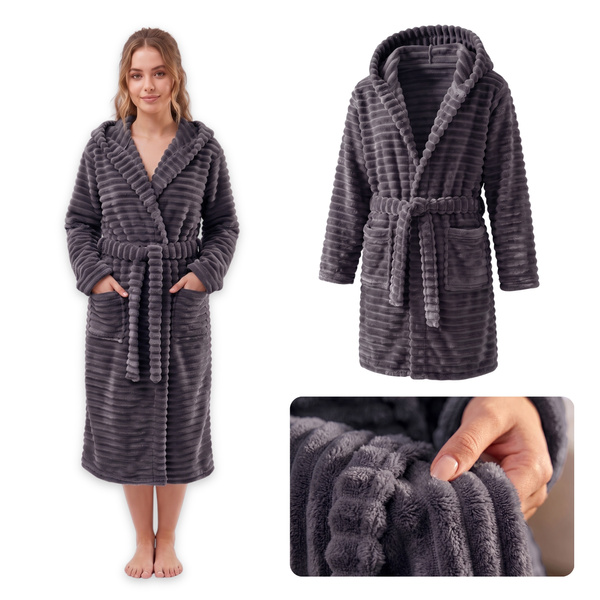 Szlafrok Mikrofibra Pasy Unisex Velar M 04 Grafit