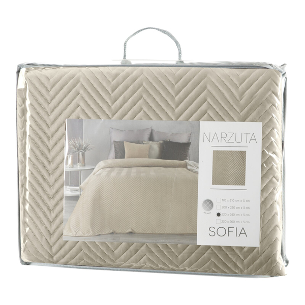 Sofia Cream 200 x 220 Decorative Velour Bedspread