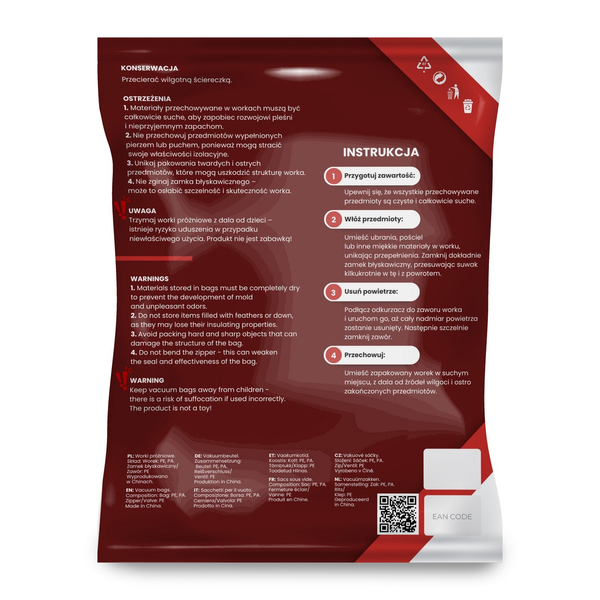 Zestaw Worków Próżniowych 12 szt Noah + Pompka