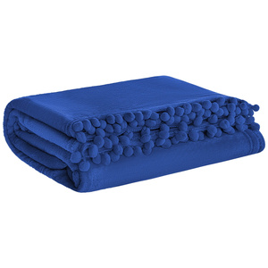 Blanket 150 x 200 Microfiber Pompie Pompoms Navy Blue