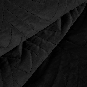 170 x 210 Quilted Velvet Bedspread Luiz6 Black