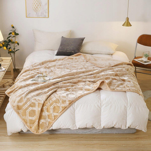 Blanket 160 x 200 Acrylic Stamped Vito Beige