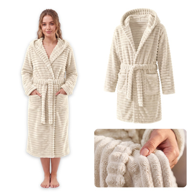 Szlafrok Mikrofibra Pasy Unisex Velar XXL 05 Krem
