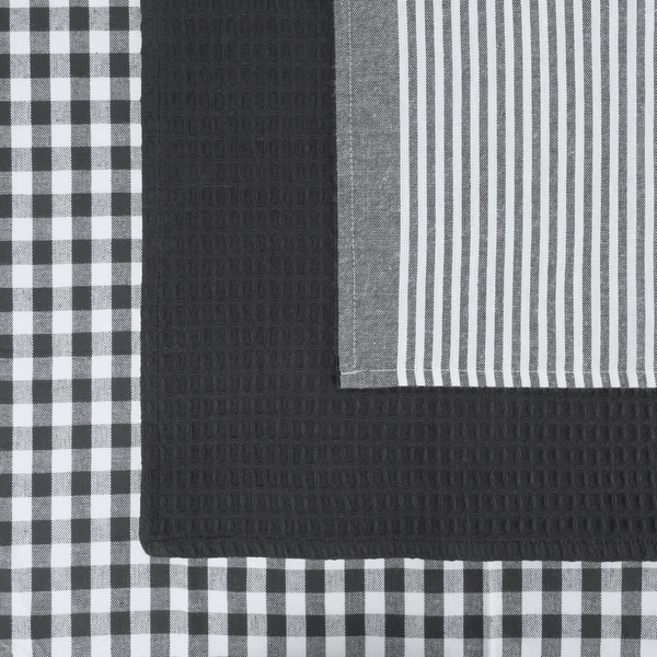 Set of 3 Cloths 50 x 70 Cotton Lucy Steel