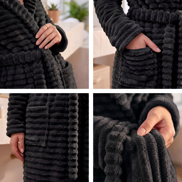 Szlafrok Mikrofibra Pasy Unisex Velar XXL 02 Czarn