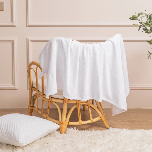 70 x 150 Plush Microfiber Willy White Blanket