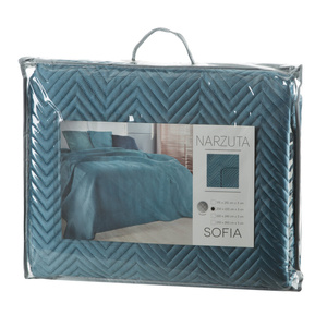 200 x 220 Decorative Velour Bedspread Sofia Blue