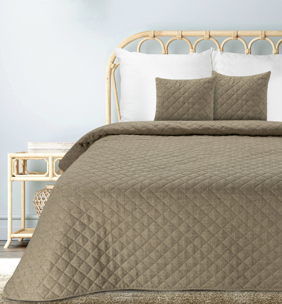 Bedspread 70 x 160 Quilted Linen1 Dark Beige