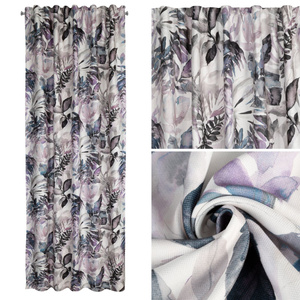 Curtain 135 x 270 Decorative Tape Lily White+Fiol