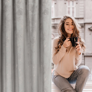 Curtain 140 x 300 Decorative Velvet Nadia Silver+Gold